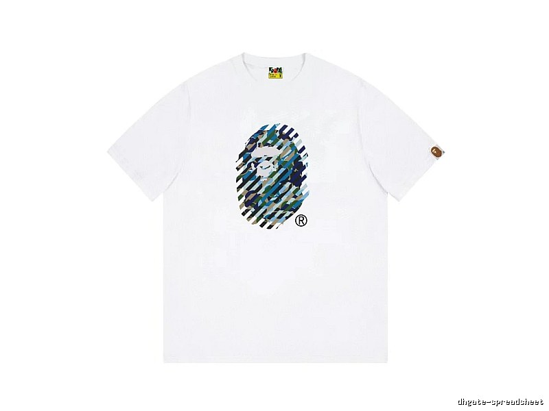 A Bape camouflage-style white T-shirt