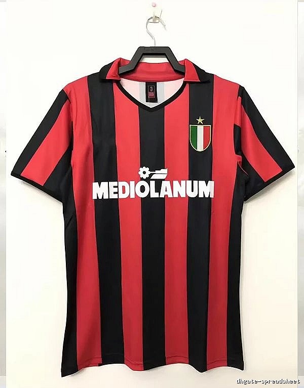 AC Milan Logo Detail Retro soccer jersey Red Black Striped with Functional Detail