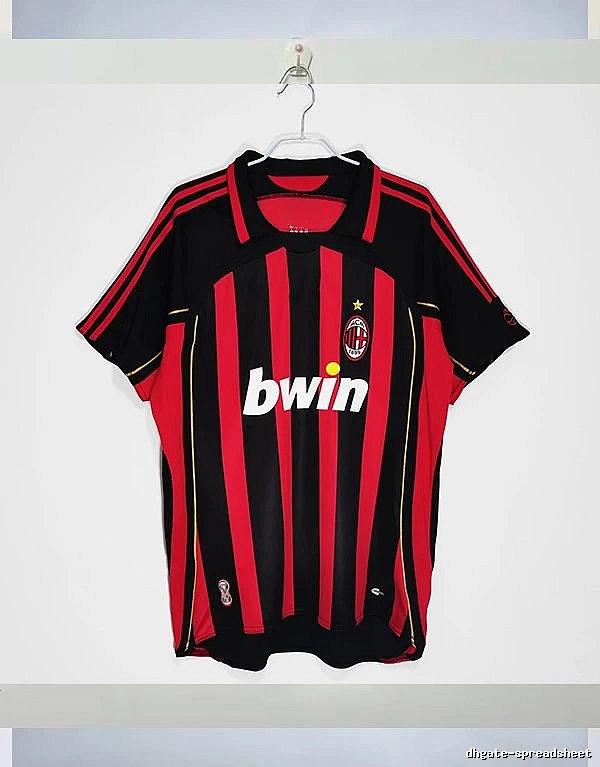 AC Milan Patterned Retro soccer jersey Red Black Striped with Polished Detail