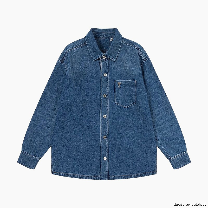 AMI Denim Blue Retro Style Denim Shirt
