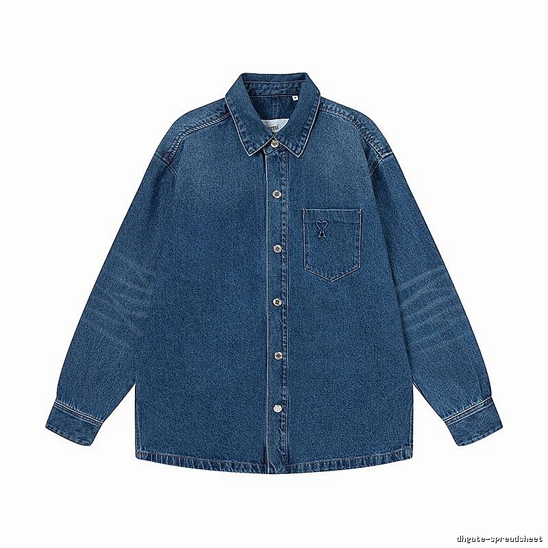 AMI Denim Style Dark Blue Shirt