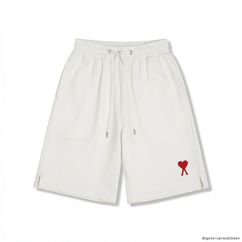 AMI Embroidered Minimalist Style White Shorts