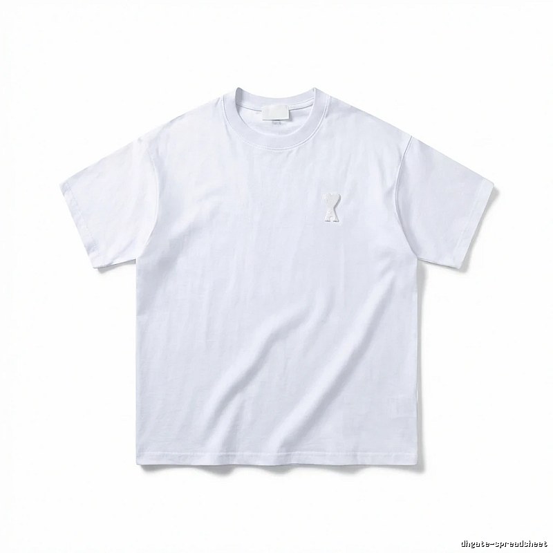 AMI Embroidered Minimalist Style White T-shirt