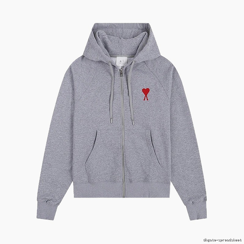 AMI Love Embroidery Grey Hoodie