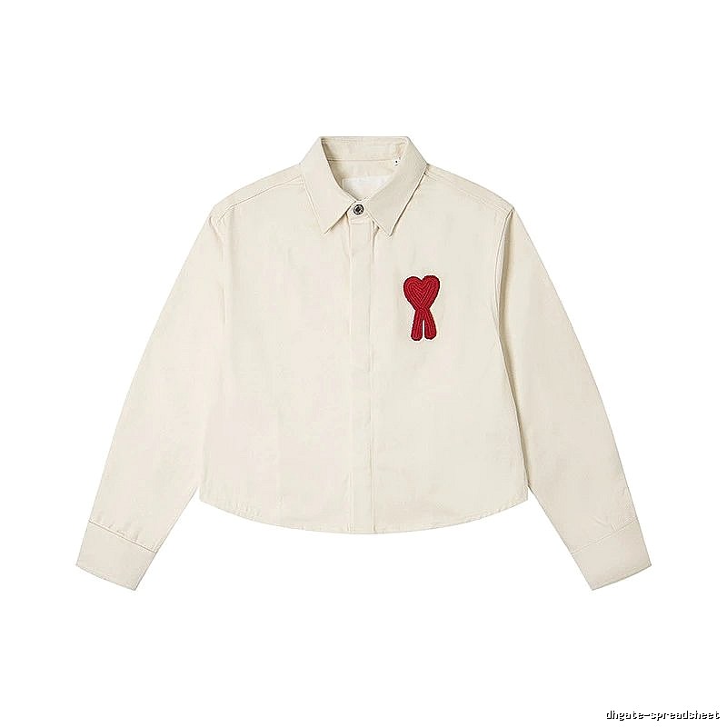 AMI Love Embroidery Minimalist Style White Shirt