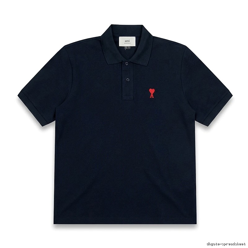 AMI Love Heart Logo Minimalist Style Polo Shirt