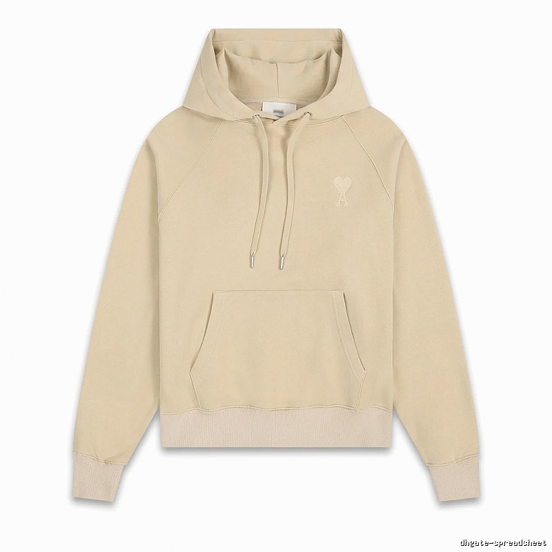 AMI Love Minimalist Style Beige Hoodie