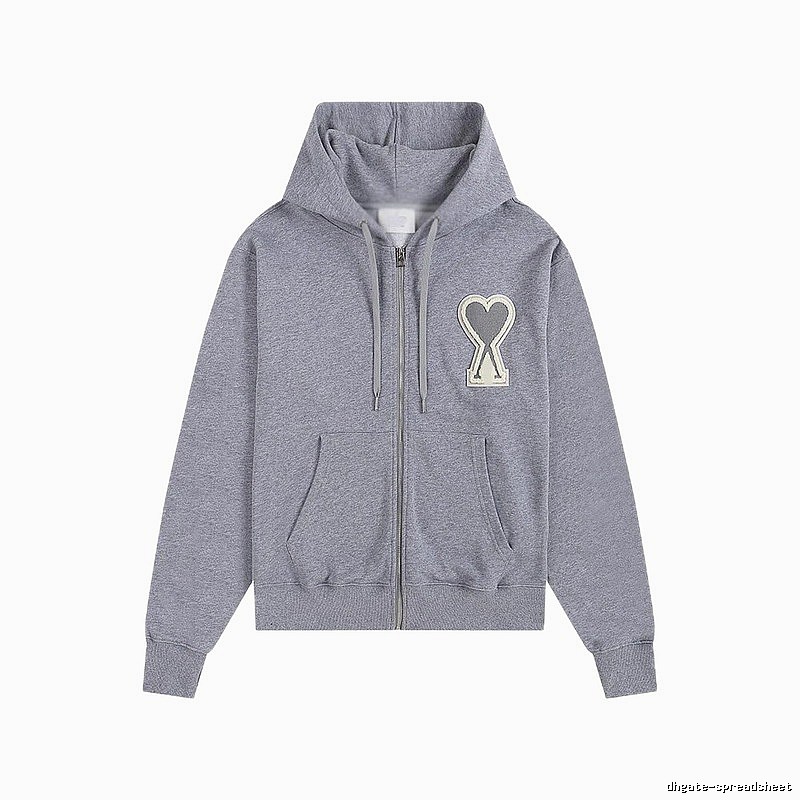 AMI Love Series Grey Zip-Up Hoodie