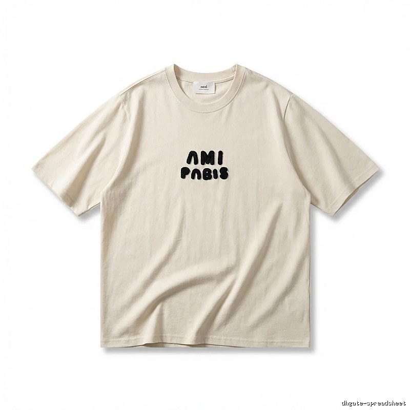AMI Paris minimalist style beige T-shirt