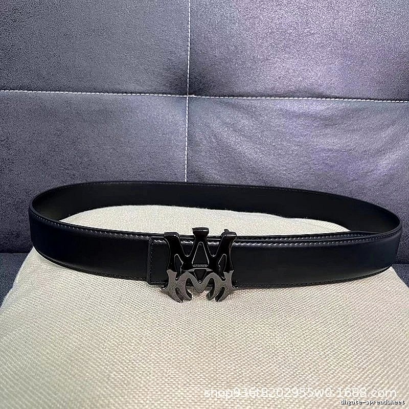 Amiri Travel Logo belt Black Belt Metallic with Modern Look