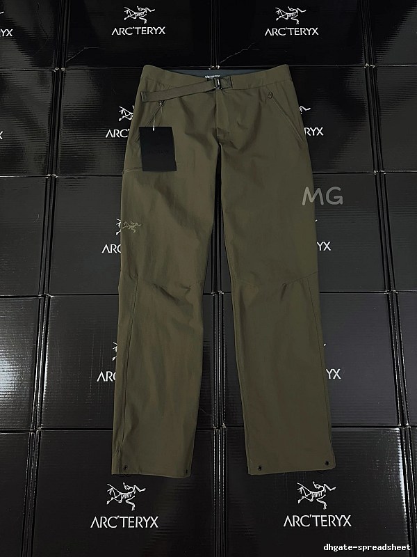 Arc'teryx Olive Technical Straight Pants with clean outdoor profile and subtle performance logo