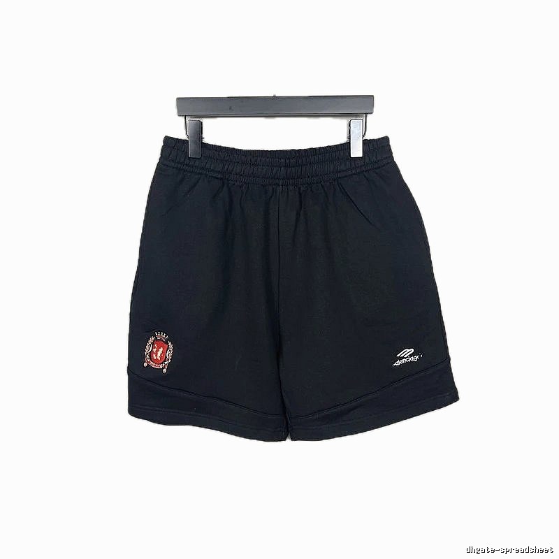 Balenciaga badge-style black shorts