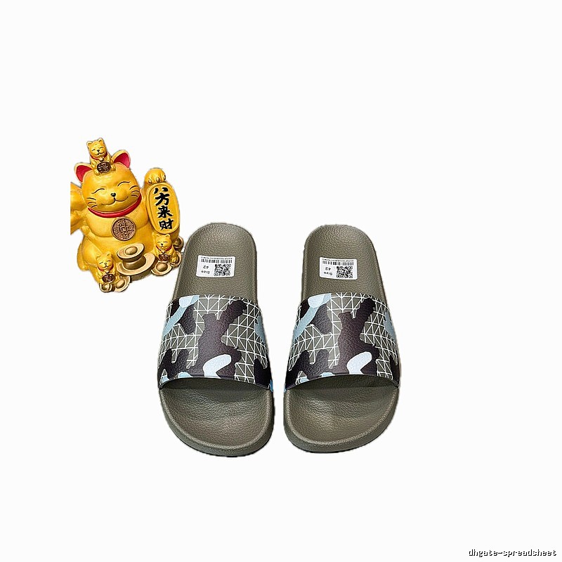 Balenciaga Camouflage Geometric Style Military Gray Slide Slippers
