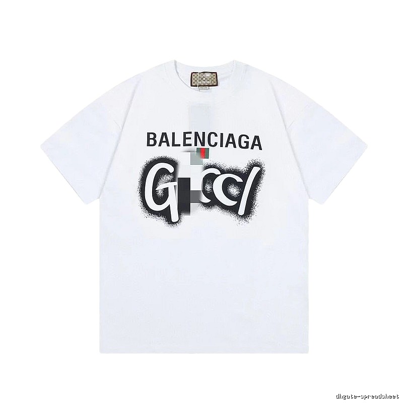 Balenciaga Co-branded Graffiti-style White Short-sleeve T-shirt