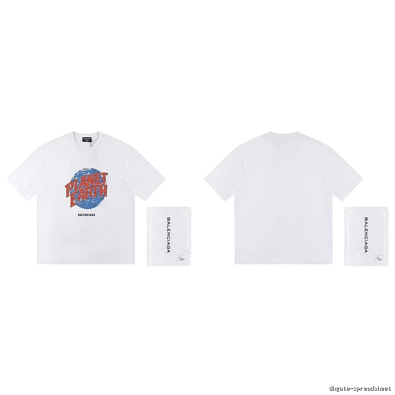Balenciaga Distressed-style Earth Print White T-Shirt