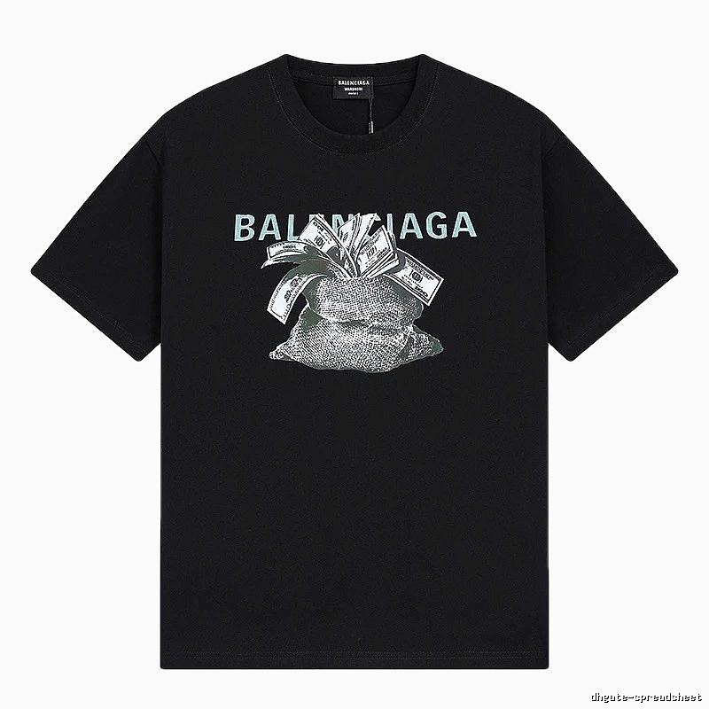 Balenciaga Dollar Print Street Style Black T-Shirt