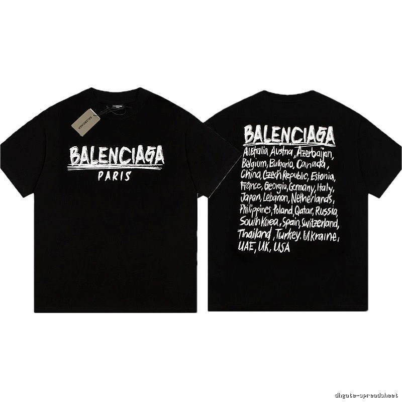 Balenciaga Graffiti Street Style Black Short Sleeve T-shirt