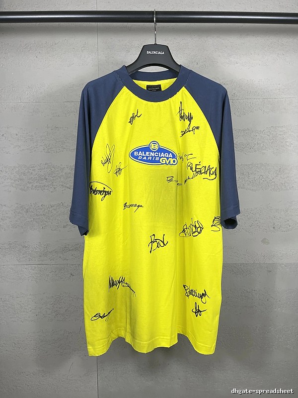 Balenciaga Signature Style Yellow and Blue T-shirt