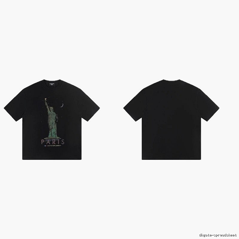 Balenciaga Vintage Style Statue of Liberty Black T-Shirt