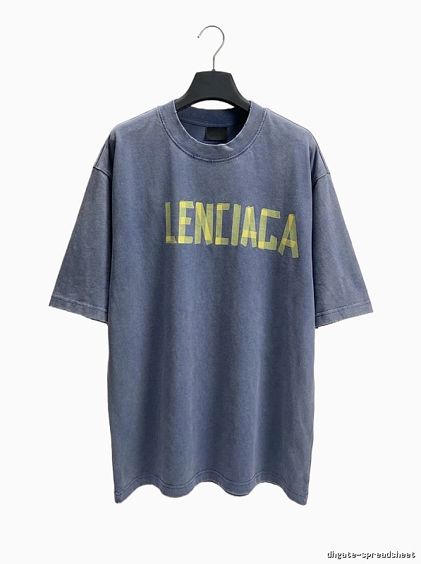 Balenciaga's alphabetic style blue T-shirt.