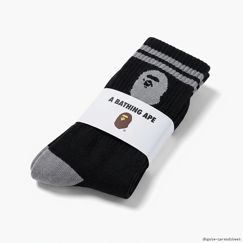 Bape Ape Head Trendy Cool Black and Grey Socks