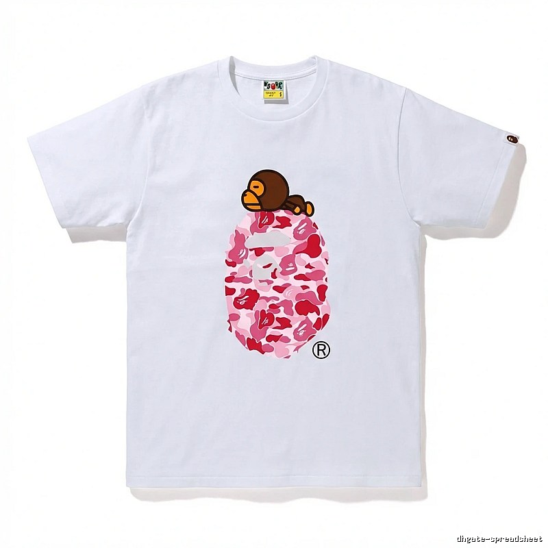 Bape camouflage cartoon-style white T-shirt