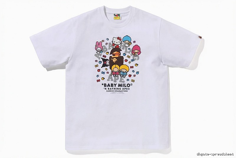 Bape cartoon - printed white T - shirt