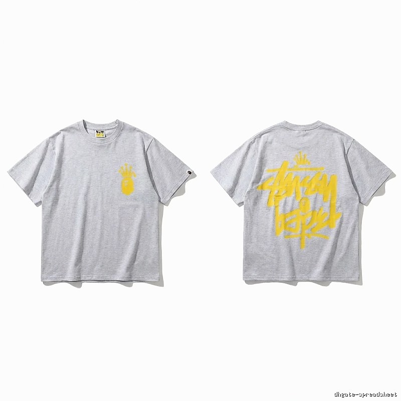 Bape Crown Trendy Brand Light Gray T-shirt