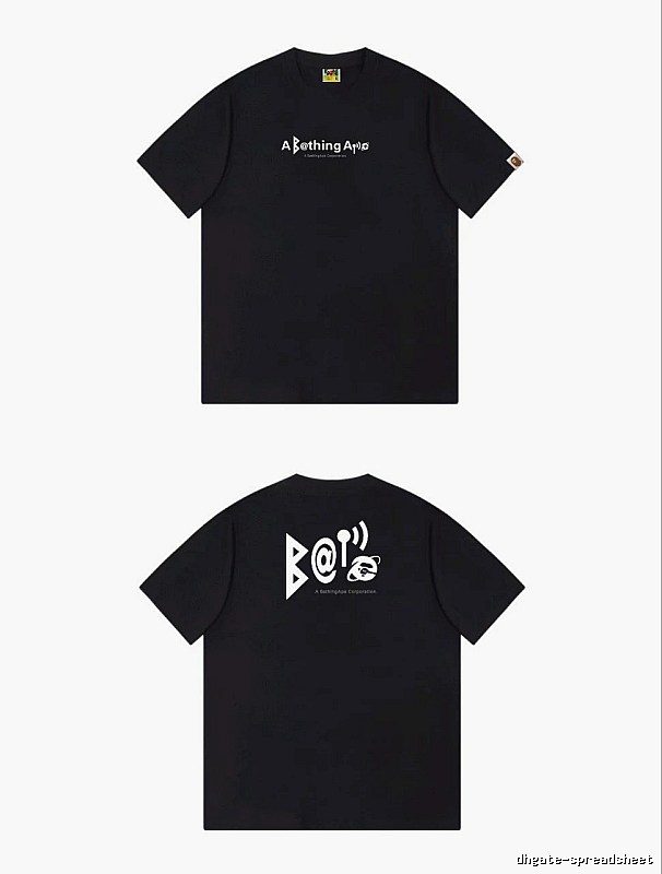 Bape letter - printed short - sleeved black T - shirt
