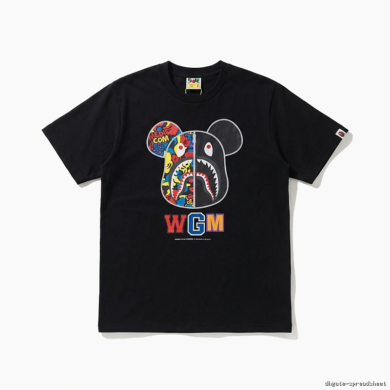 Bape Mickey Shark trendy brand black T-shirt