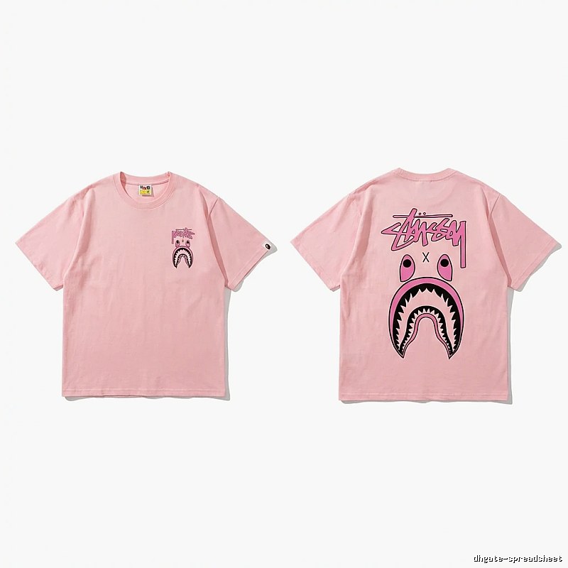 Bape Shark Pink Streetwear Short-sleeve Shirt