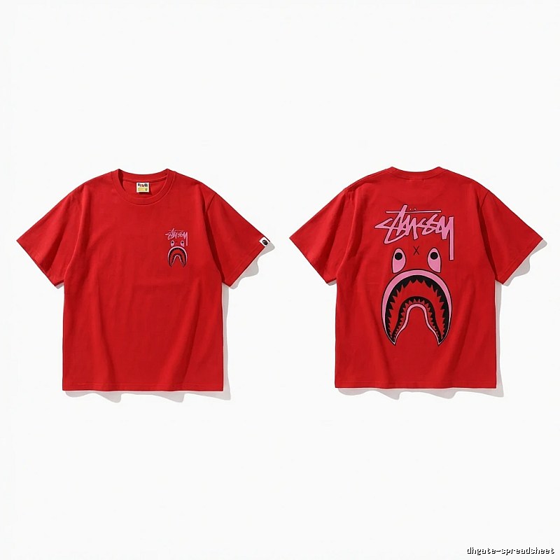 Bape Shark Series Red Trendy T - shirt.