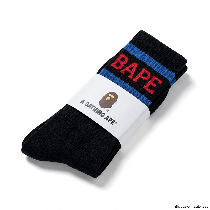 Bape striped trendy socks in black style
