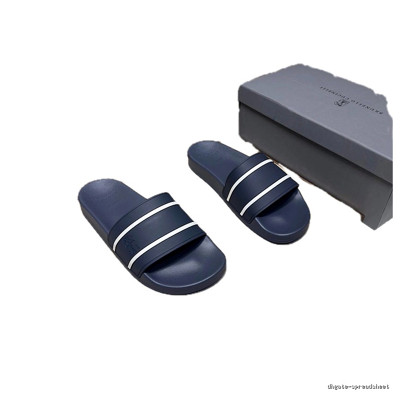 Brunello Cucinelli Casual Striped Navy Blue Slides
