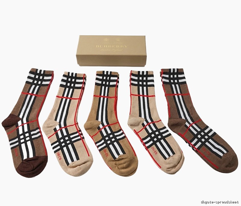 Burberry checkered British style brown socks
