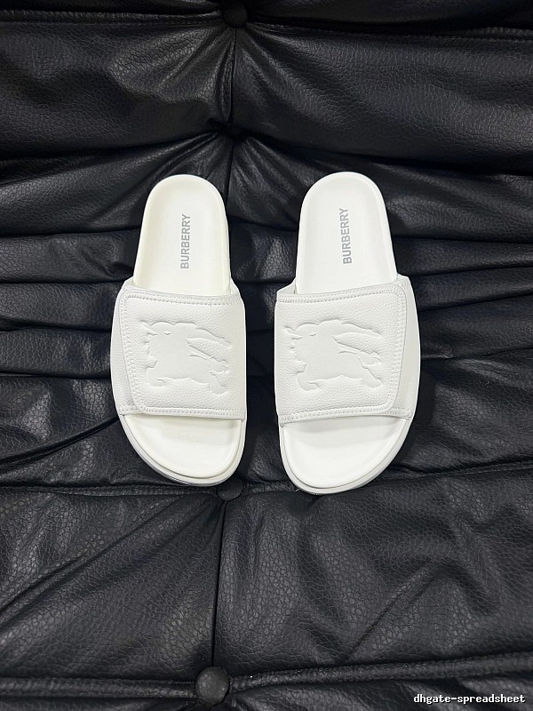 Burberry Knight Logo Minimalist Style White Slide Sandals