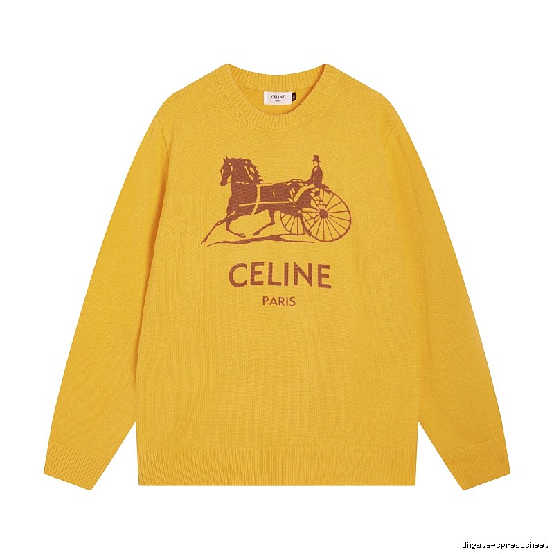 CELINE Yellow Logo Knit Sweater for Travel Packing