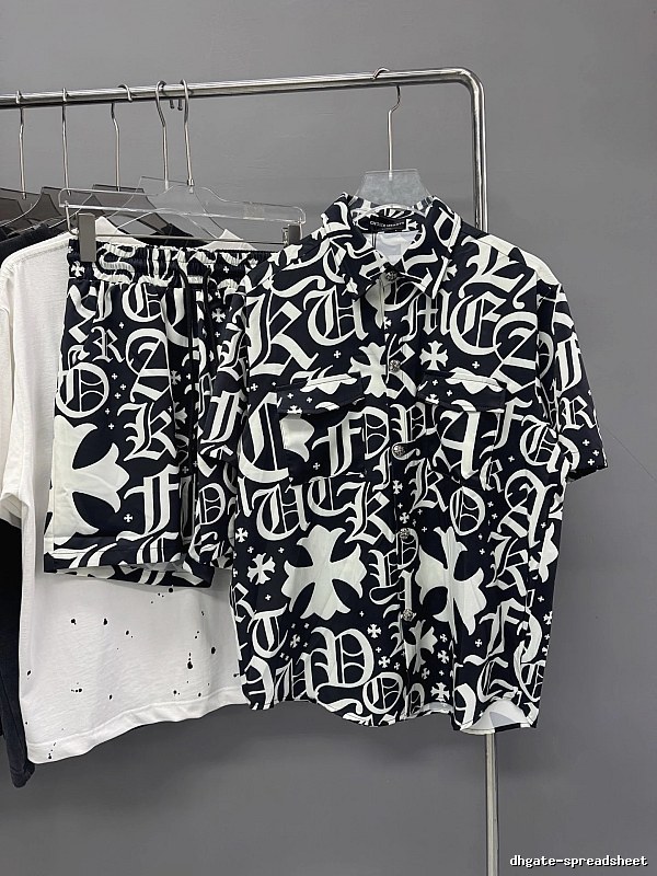 Chrome Hearts All-over Printed Gothic Style Black and White Set