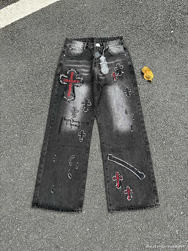 Chrome Hearts Black Wash Weekend Cross Graphic Jeans