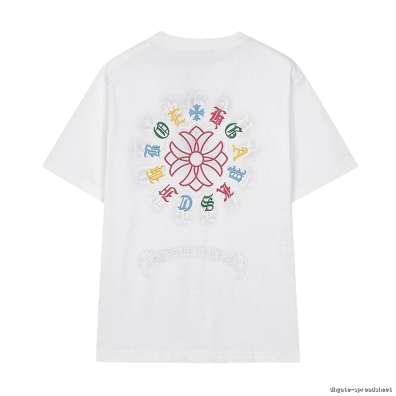 Chrome Hearts Colorful Embroidered Street Style White T-Shirt