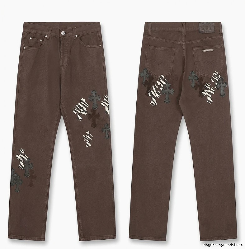 Chrome Hearts Cross Dark Style Brown Pants