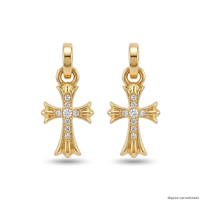 Chrome Hearts Cross Trendy and Cool Style Gold Earrings