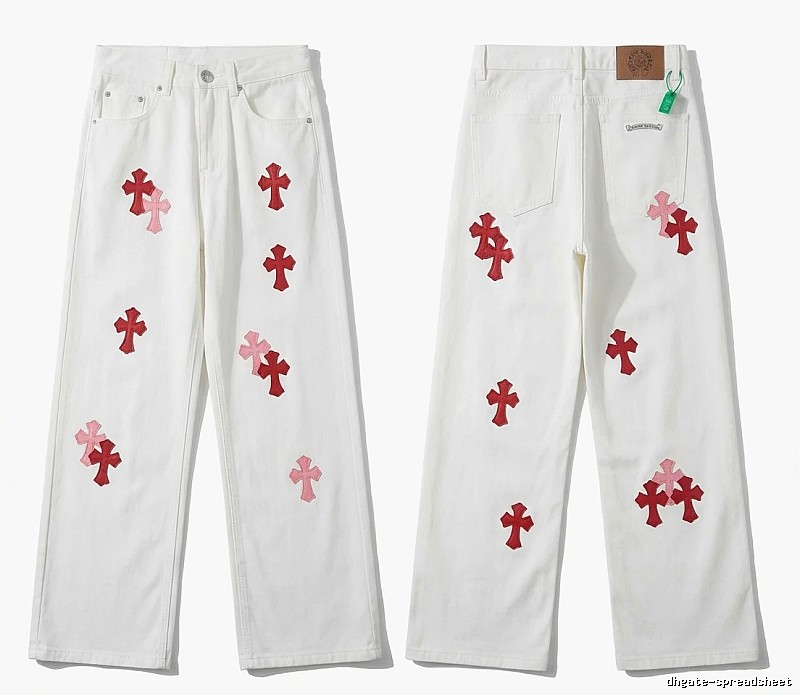 Chrome Hearts Cross Trendy and Cool White Jeans