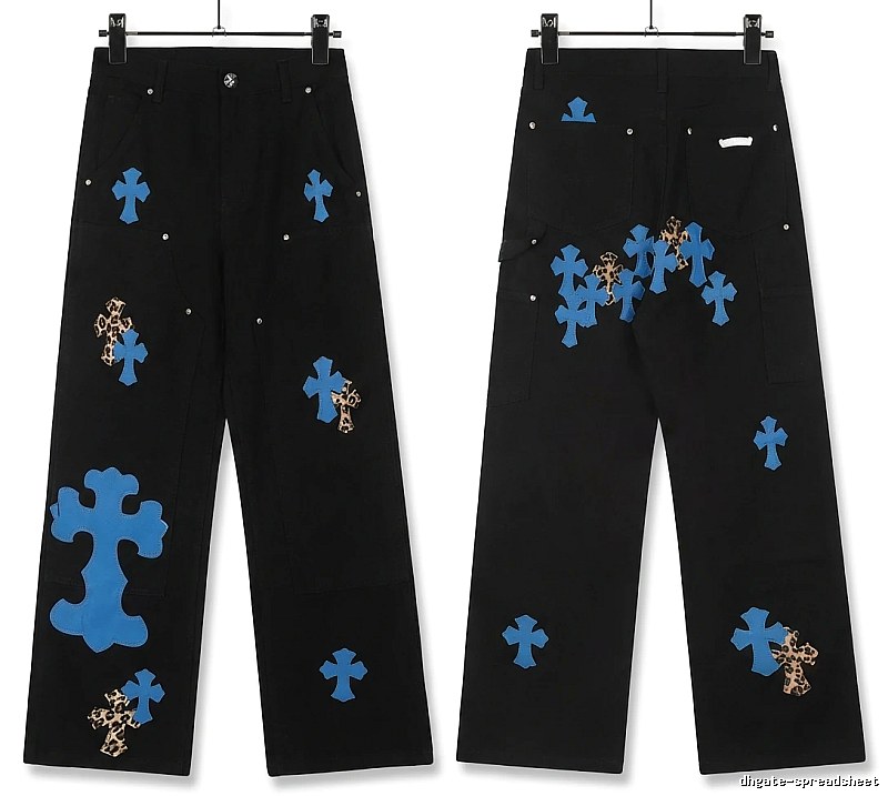 Chrome Hearts Cross Trendy Cool Black Long Pants