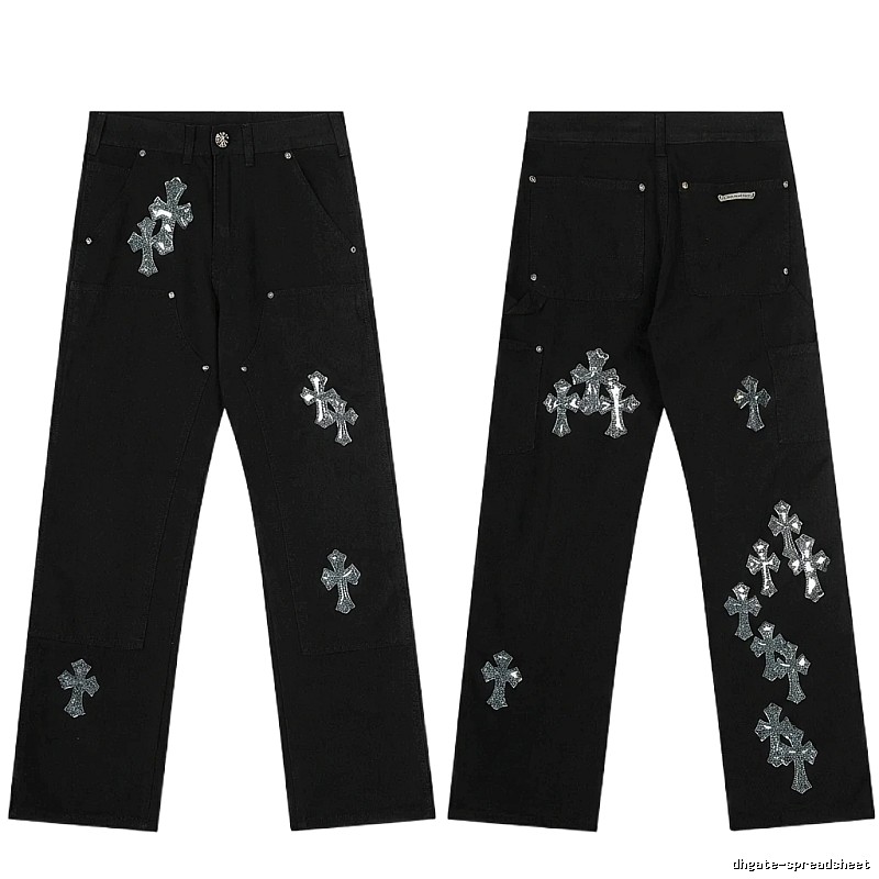 Chrome Hearts Cross Trendy Cool Black Pants