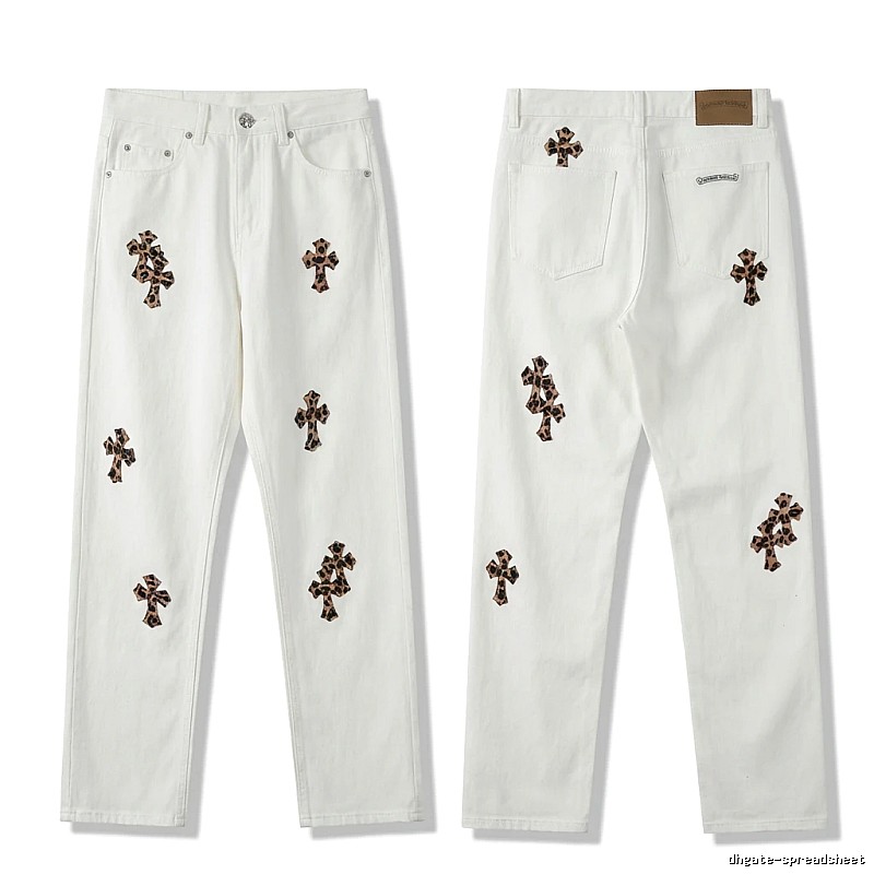 Chrome Hearts Cross Trendy Cool White Jeans