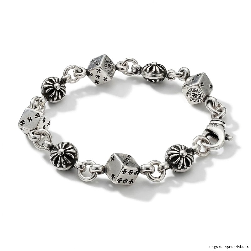 Chrome Hearts Dice Retro Style Silver Bracelet