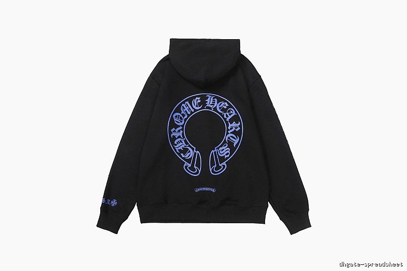 Chrome Hearts Logo Detail Cross graphic hoodie Black Blue Cross with Functional Detail