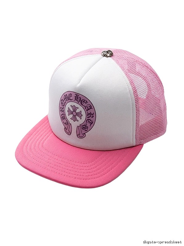 Chrome Hearts Retro Style Pink and White Hat