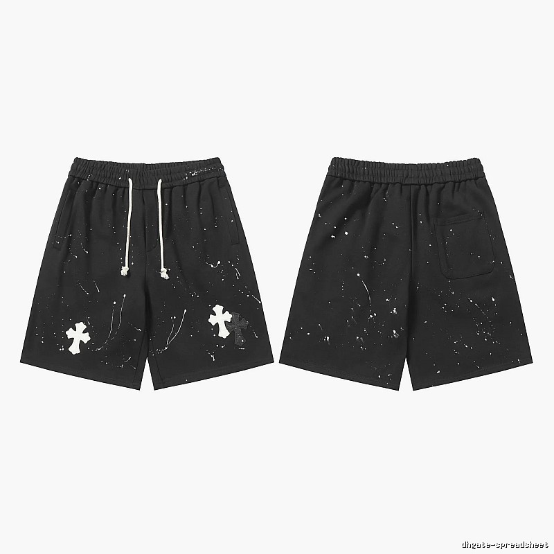 Chrome Hearts splatter - style black shorts